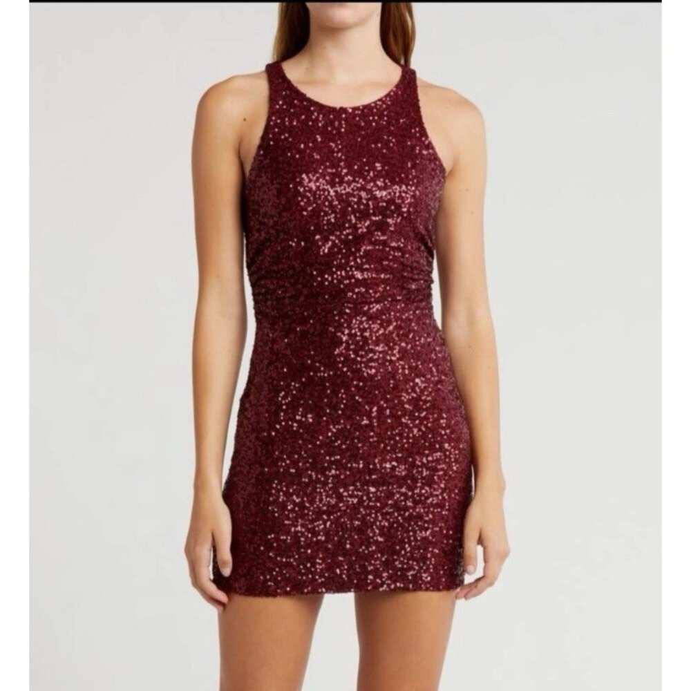 Abound Ruby Red Sequin Dress Size L Large Cocktail Party NEW
